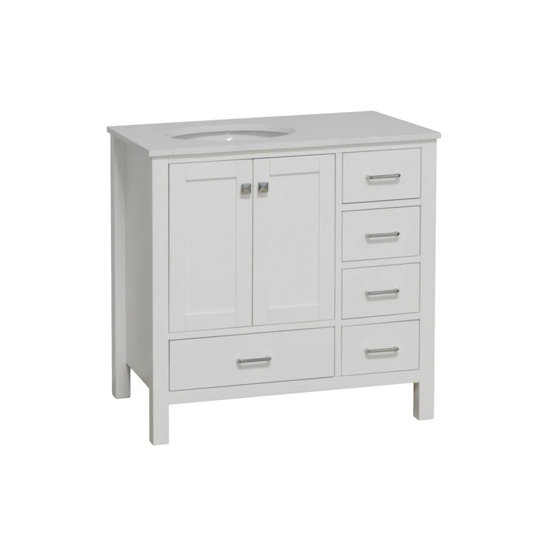 Ensemble de meuble-lavabo simple 36 po Claudett, Blanc, Engineered White