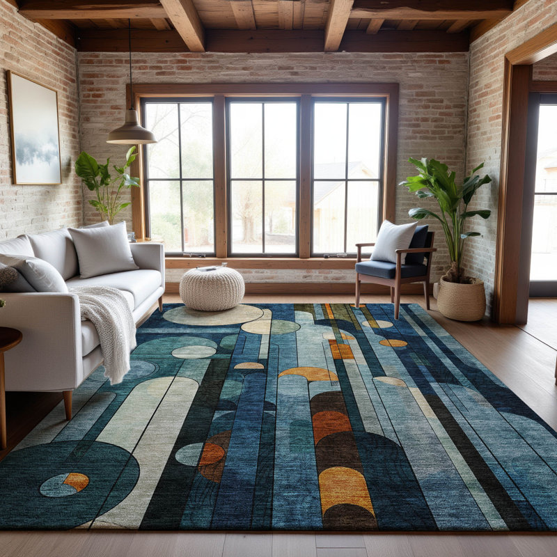 Premium Machine Washable Dimatteo AMF1125 Geometric Rug, Rectangle 5' x 7'6"