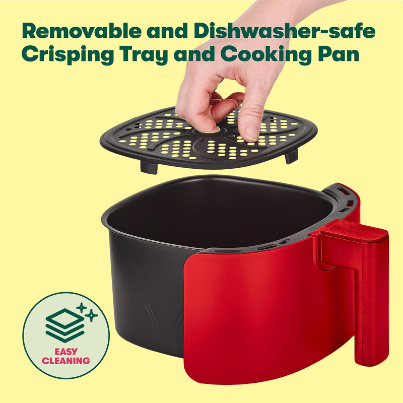 3 Qt Manual Air Fryer Oven and 5-in-1 Multicooker with Removable Nonstick and Dishwasher Safe Crisping Tray and Basket, 1400 Watt Heating System