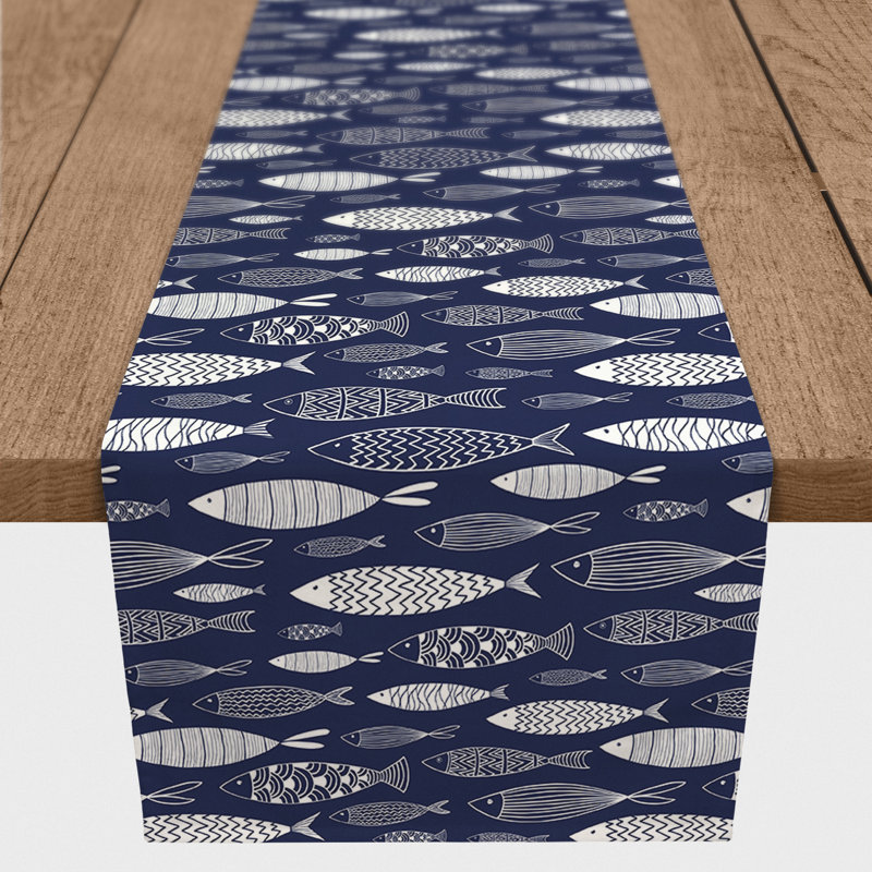 Chemin de table Anesa, 72 po x 16 po, Bleu marine