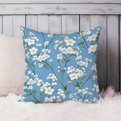 Floral White Flowers Pattern VI Asian Throw Pillow Cover