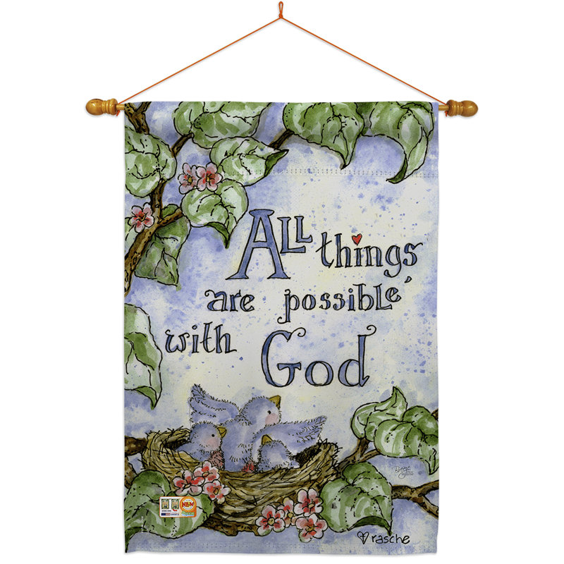 Ensemble de drapeaux en polyester 40 x 28 po Toutes les choses sont possibles avec Dieu