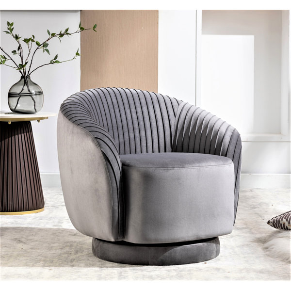 Mercer41 Milvo Velvet Swivel Barrel Chair & Reviews | Wayfair