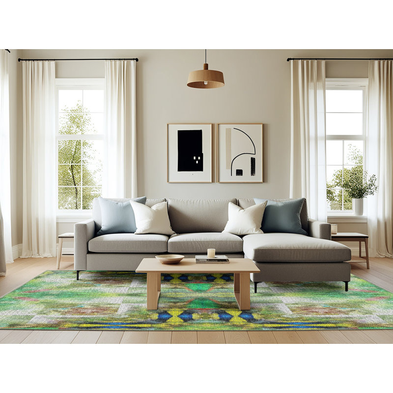 Tapis de zone verte à motif, Rectangle 6 pi x 9 pi