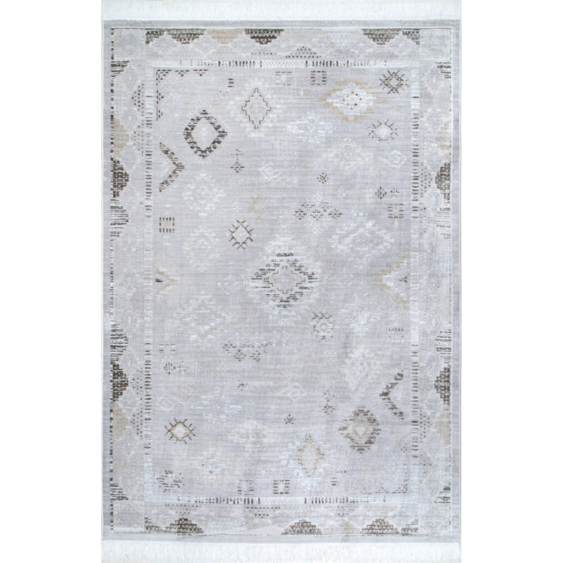 Venice Fringed Silver Area Rug, Rectangle 10' x 14' 4"