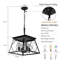 Lustre suspendu noir industriel 4 lumières avec cadre en maille, style maison de campagne