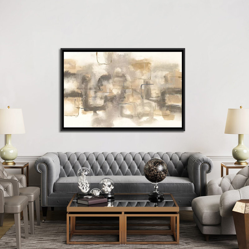 «Platinum Neutrals I» par Chris Paschke, reproduction d'art sur toile, H 18 po x l 26 po x P 1,5 po, Toile encadrée noire