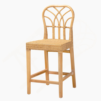 Modern Bohemian Counter Stool With Woven Rattan And Openwork Design, Perfect For Stylish And Comfortable Seating.