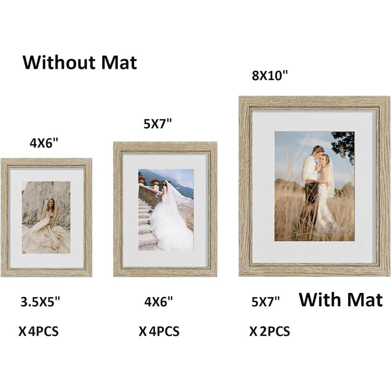 10 Pack Picture Frames Collage Wall Decor - Gallery Wall Frame Set With Mat For Wall Mounting Or Tabletop Display, Including Two 8X10, Four 5X7, Four 4X6 Photo Frames, Real Glass