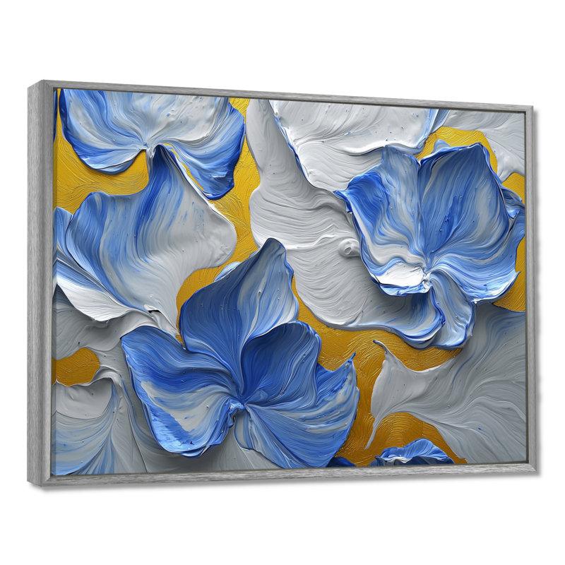 Trafford - Abstract Wall Art, Argent argent, H 12 po x l 20 po, Impression encadrée flottante