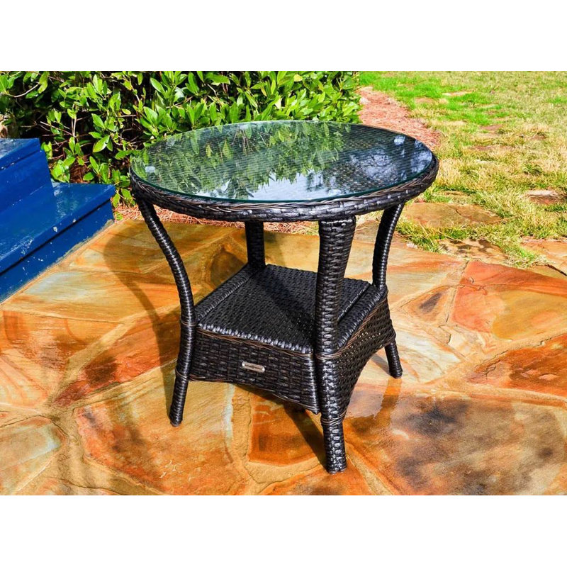 Bayview Wicker Side Table, Pecan