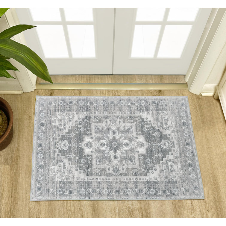 Machine Washable Area Rugs For Living Room Non-Slip Backing Foldable Boho Floral Carpet Rugs