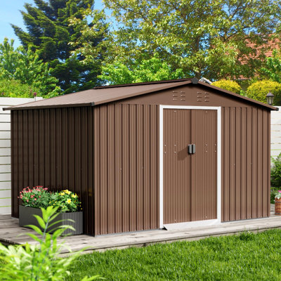 10 X 12 Ft Shed For Outdoor Storage, Large Waterproof Lockable Door Metal Tool Shed