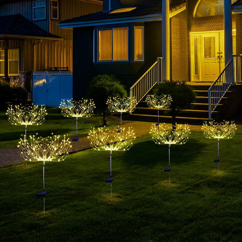 Feux d'artifice extérieurs imperméables à énergie solaire à DEL argentés et noirs à basse tension pour décoration de Noël