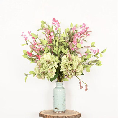 Arrangement floral de fleurs artificielles 24 "dans un vase, hortensia artificiel printemps-été 24"