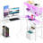L-shaped Computer Desk With Power Outlets And Pegboard, Reversible Led Office Desk With Drawes And Storage Shelves, Gaming Desk With Monitor Stand-590420919