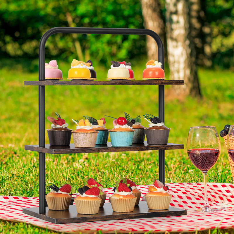 Support à petits gâteaux rustique à 3 niveaux, pouvant contenir 15 petits gâteaux
