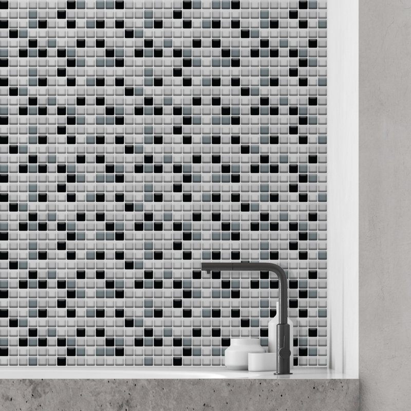 Montel Glitter Mosaic 3D Sticker Tile 30 x 15cm, Black/White