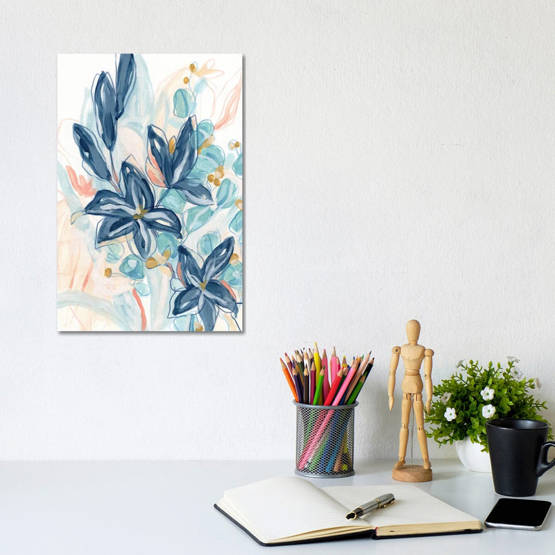 Blooming Blues II by June Erica Vess - Wrapped Canvas Print, 20.32 cm H x 30.48 cm W