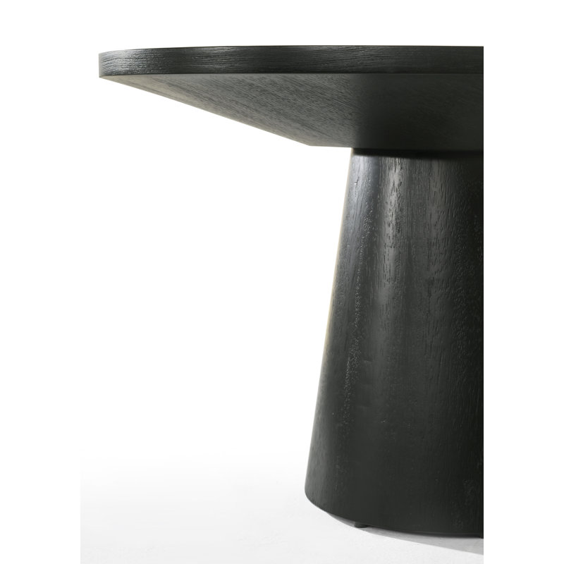 Jasper Ebony Black 22"W Round End Table With Pedestal Base