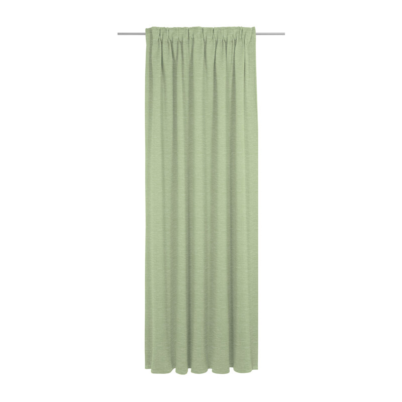 Polyacrylic Opaque Pinch Pleat Curtain Panel, 132cm Width x 375cm Drop, Light green