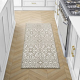 Feya Machine Woven Synthetic Damask Aera Rug in Green/White