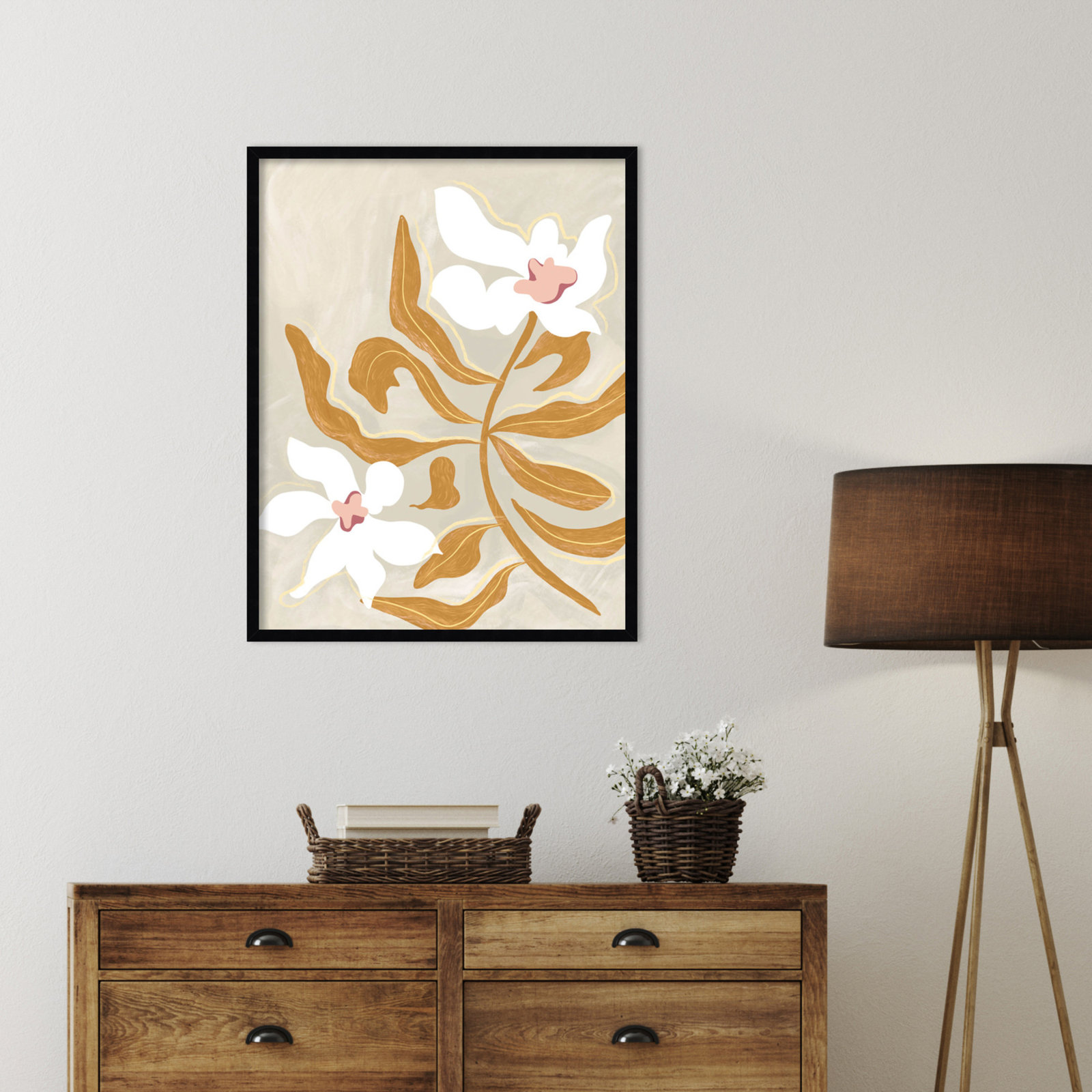 Pattison "Flower Flower Flower" Print, Black, 33" H x 26" W