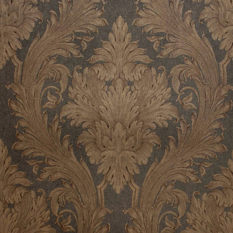 Papier peint embossé en damas 33 'x 20,5 "Savoy, Gris
