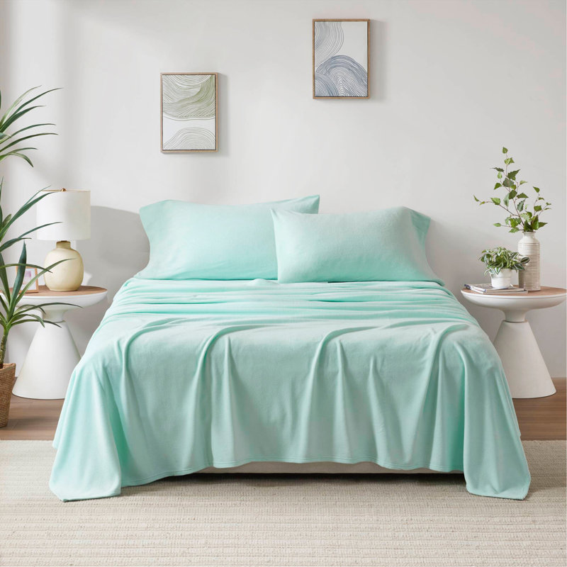 Ensemble de draps 4 pièces turquoise, Couvre-lit pour grand lit et 3 pièces supplément