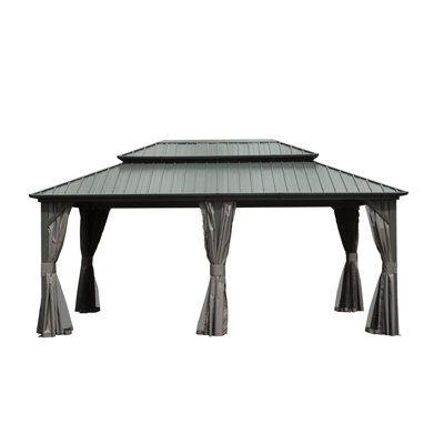 Jimmy 12'x18' Hardtop Aluminum Gazebo with Curtains & Netting