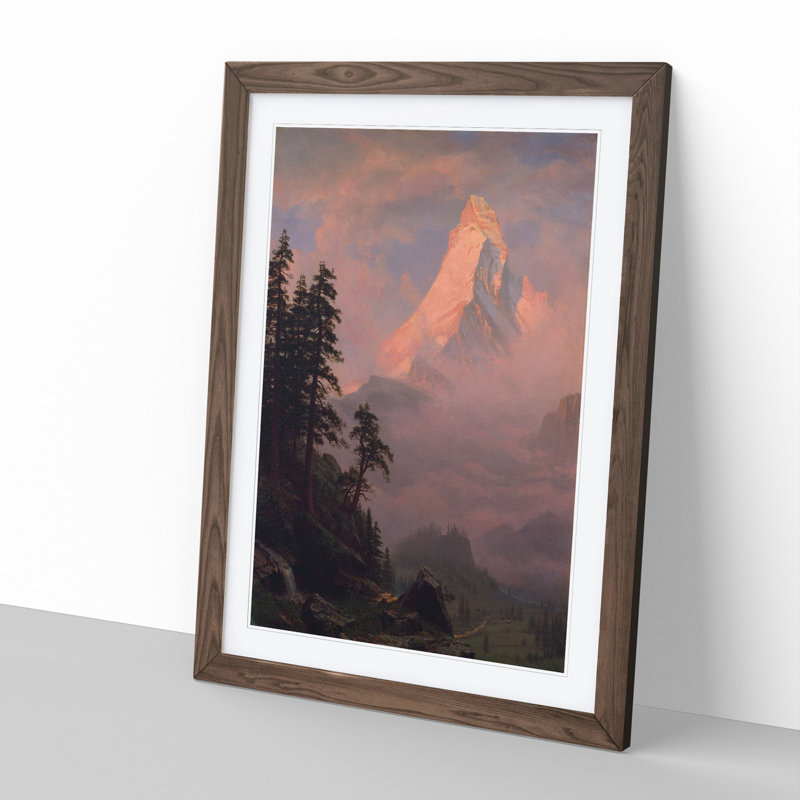 Sunrise on the Matterhorn by Albert Bierstadt - Picture Frame Painting, Walnut Framed, 48cm H x 36cm W x 2cm D
