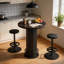 Ensemble de table de bar ronde, table basse en bois avec 2 chaises