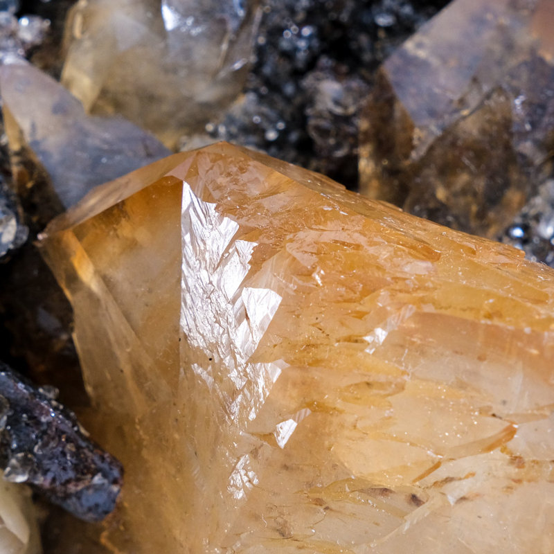 Golden Calcite With Sphalerite Crystal From Elmwood Mine, Tennessee (4 Lbs)