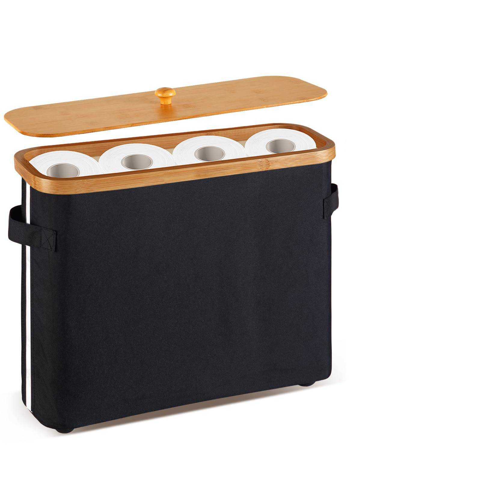 Dakota Fields Panier De Papier Hygiénique Pour Salle De Bain Avec Couvercle Et Poignee Porte Papier Hygienique Pliable En Bambou Avec Fond Antiderapant C113695999