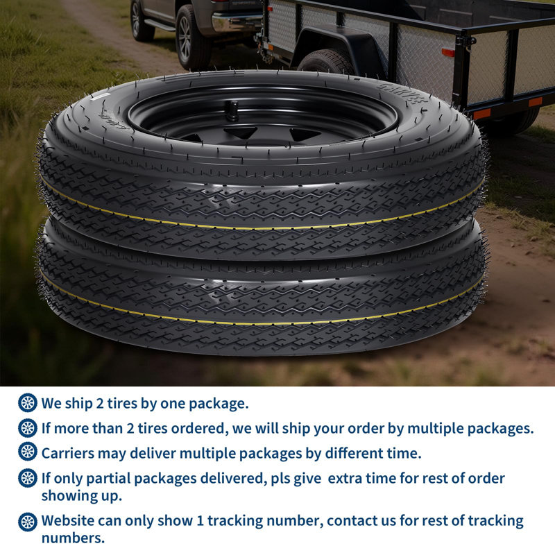 Ensemble de 4 pneus et roues pour remorque - 5.30-12 ou 4.80-8, indice de charge C, 6 plis - Prémontés sur jantes en acier noir - 4 ou 5 trous (entraxe de 4"/101,6 mm ou 4,5"/114,3 mm)