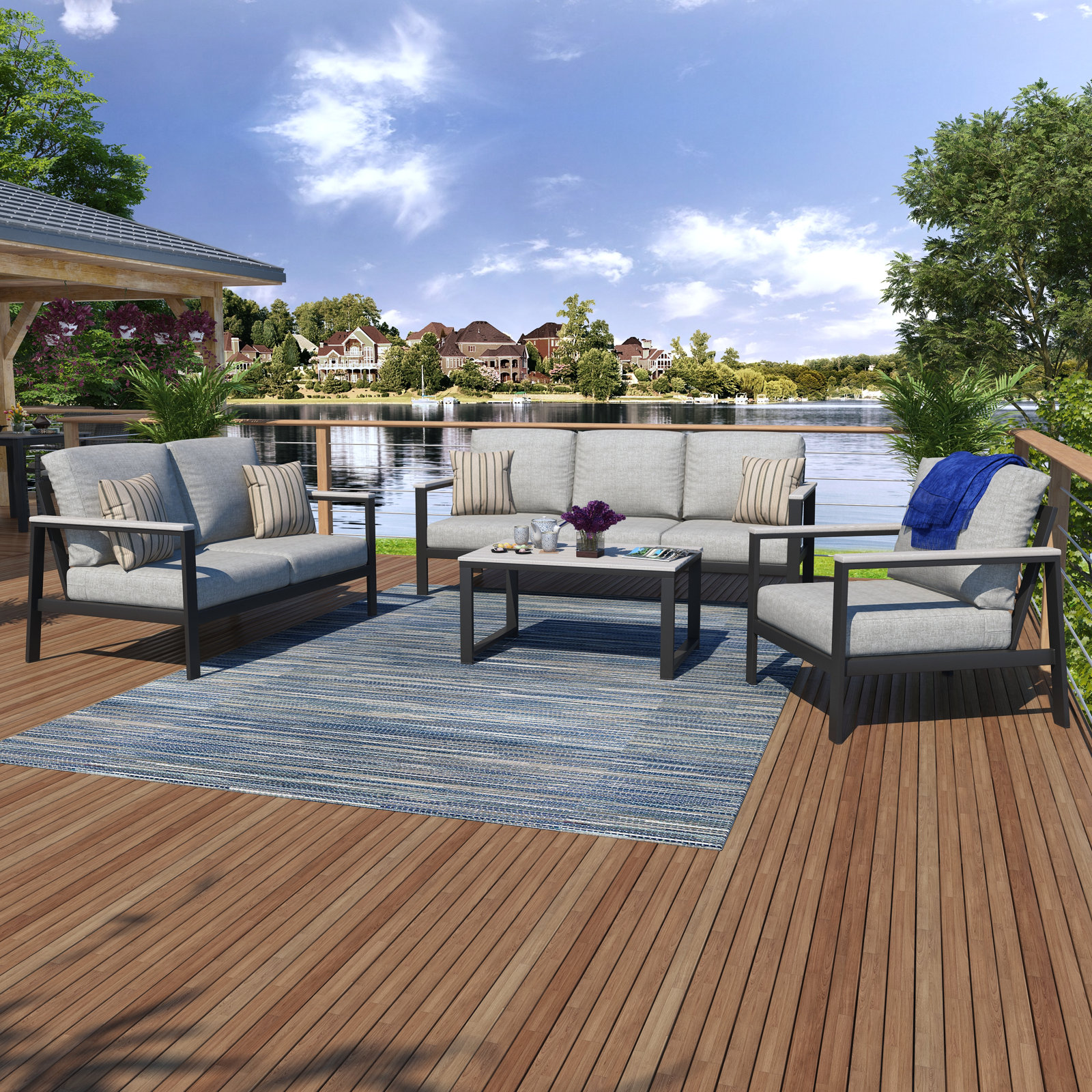 Townsend Patio Seating Group, Canvas Granite Sunbrella® Canvas