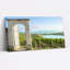 «Stone Archway View of Green Vineyard Rows and Blue Lake», art mural sur toile-133470317