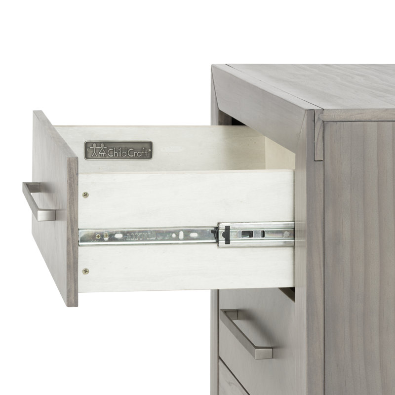 Crescent Gray Herringbone 2-Drawer Nightstand with Metal Pulls