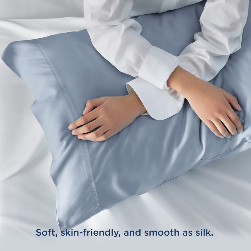 Rayon from Bamboo Cooling Pillowcase, Queen Pillowcase, Gray Blue
