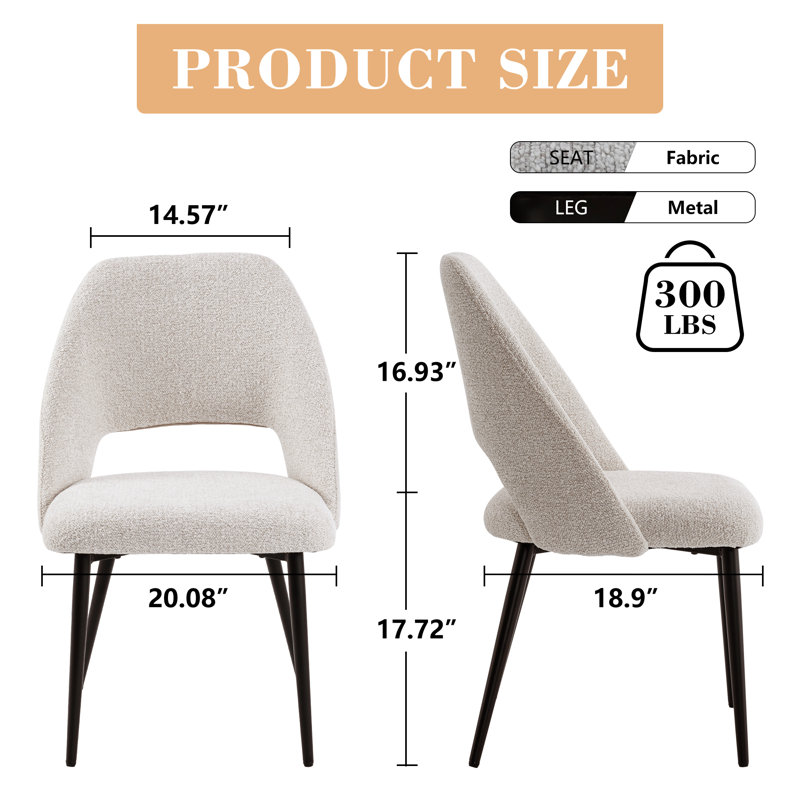 Chaise d'appoint rembourrée Modern, Tissu beige