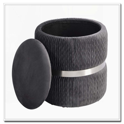 Repose-pieds rond moderne en velours avec rangement