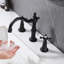 Robinet de lavabo de salle de bain surdimensionné à 2 leviers en laiton massif à fixation sur comptoir, 3 trous-128337041