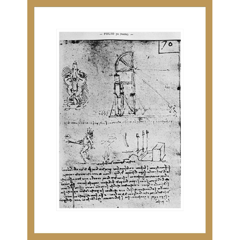 Suggestions on how to construct a bastion at night fol. 70r from Paris Manuscript B by Leonardo da Vinci -Framed Giclee Print