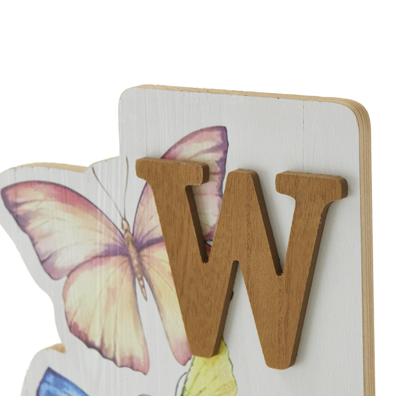 42"H Solid Wood "WELCOME" Porch Sign With Butterfly