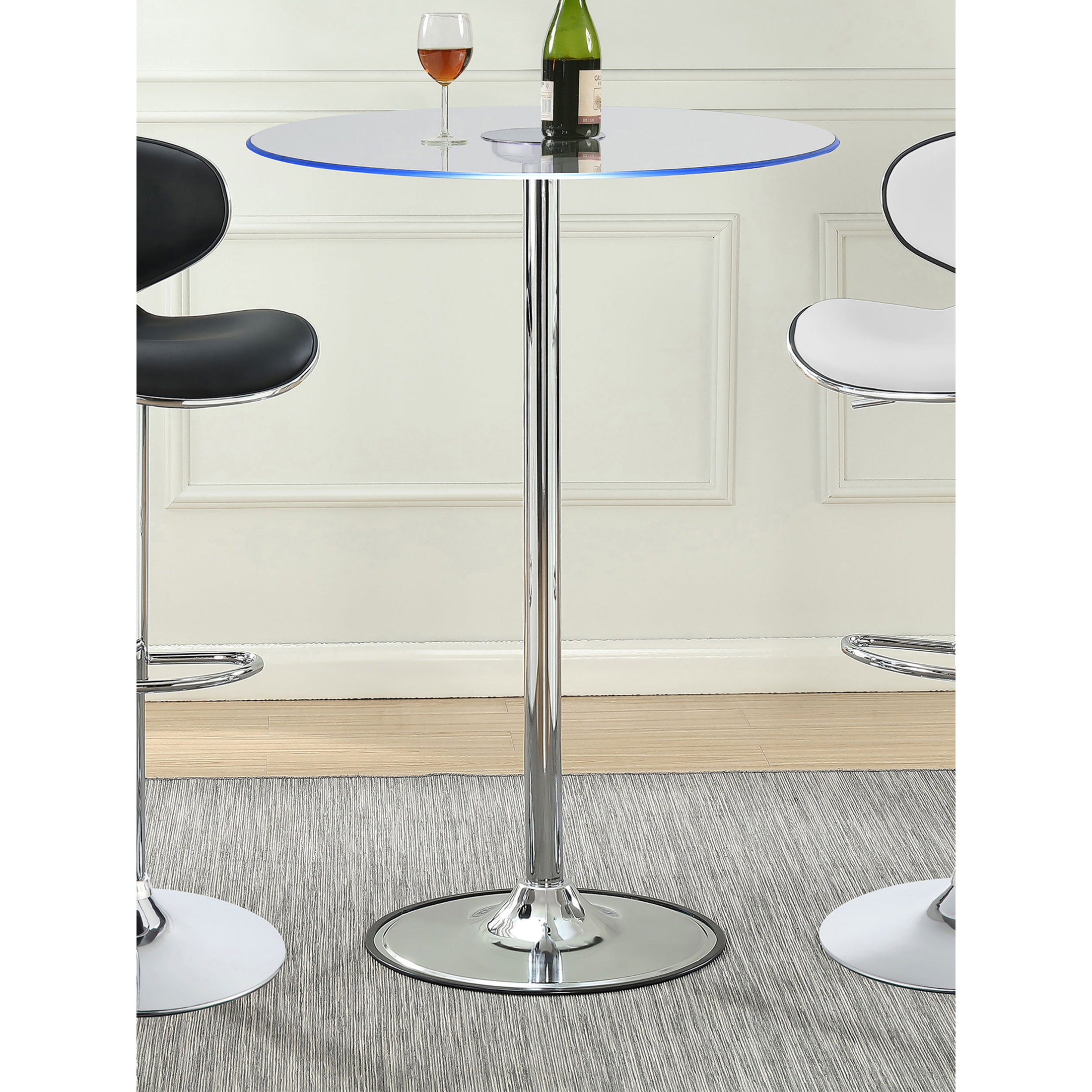 Ivy Bronx Indra Chrome Glass Top LED Bistro Bar Table - Wayfair Canada