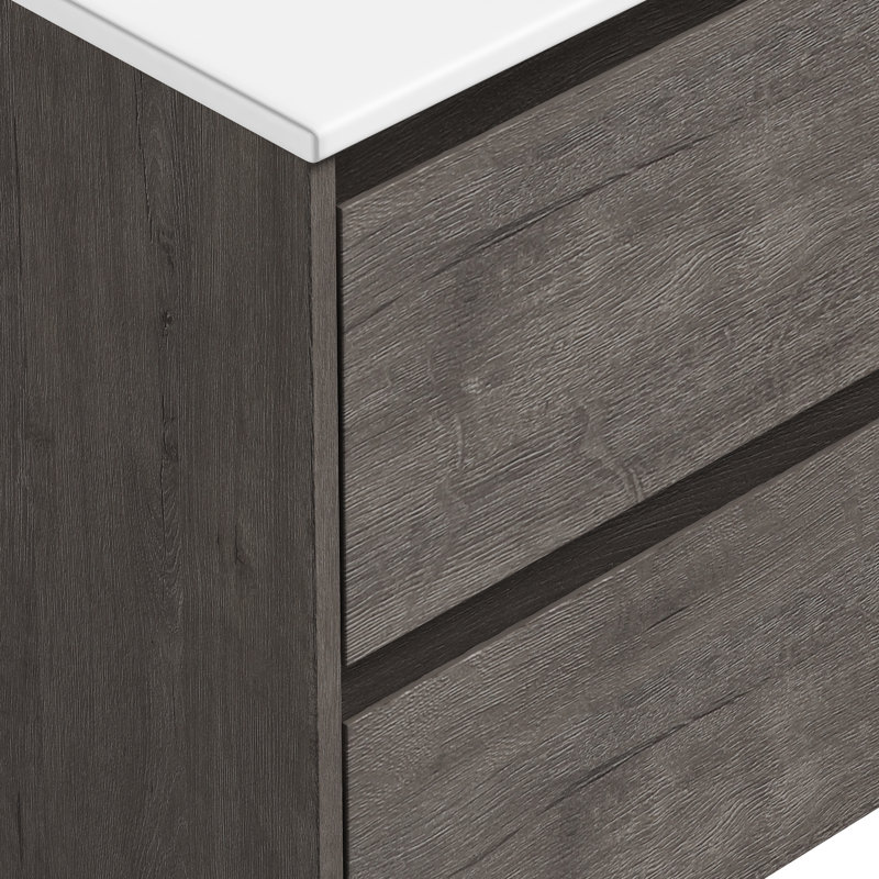 Delly 36'' Single Bathroom Vanity with Engineered Stone Top, Gray/Brown
