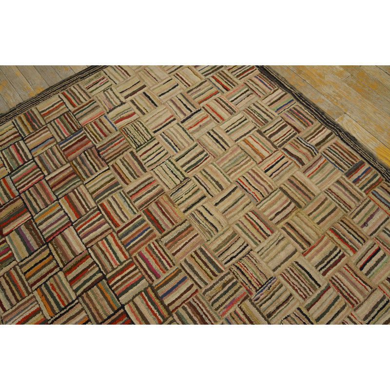 Antique American Hooked Rug Small Scatter Size Multicolor