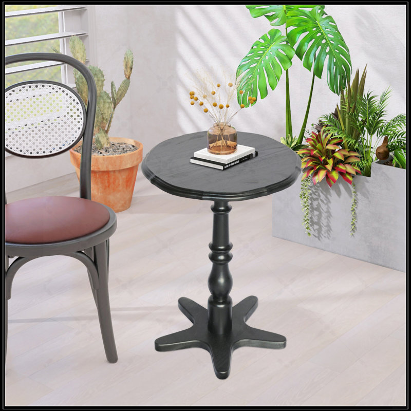 15.75 Inch Round Small End Table, Black
