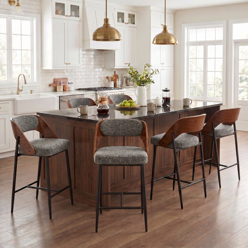 Tabouret de comptoir rembourré Devane, Dark Grey