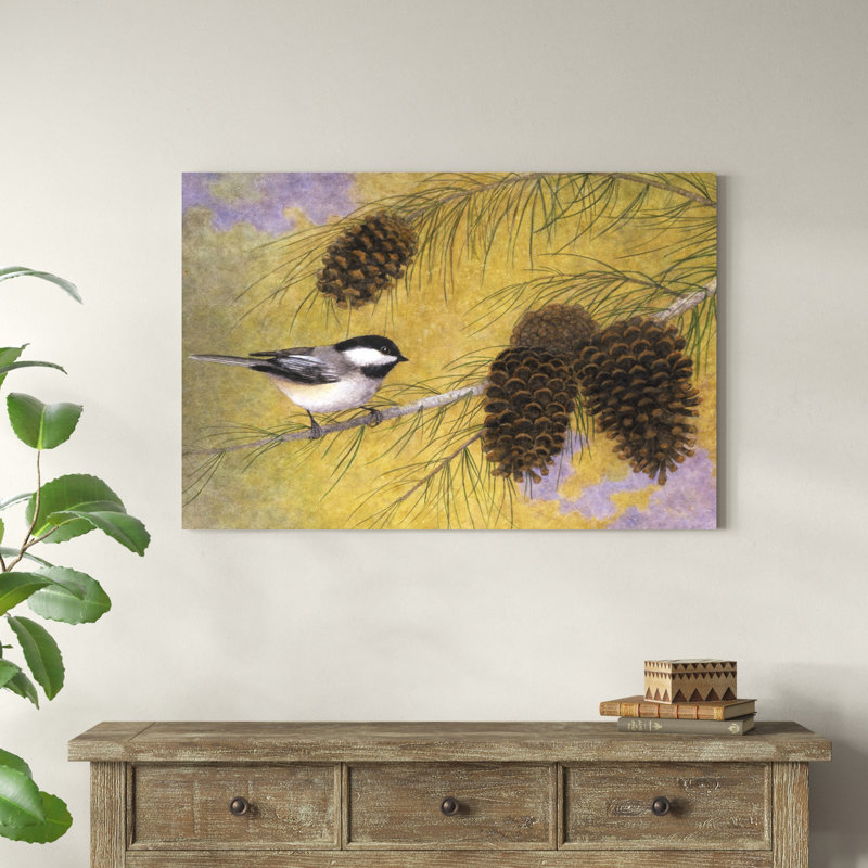 Mésange dans les pins I, H 32 po x l 48 po x P 1,25 po
